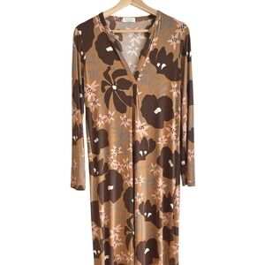 Anthropologie Siyu Floral Maxi Dress Long‎ Sleeve V Neck Boho Beach Print Size S